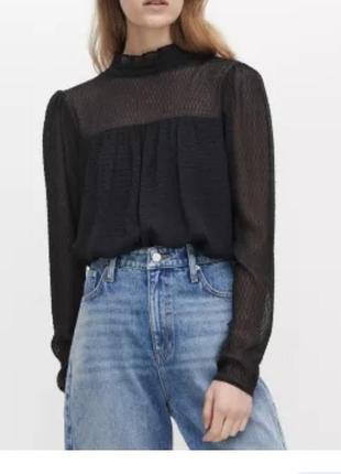 Блуза рубашка гольф лонгслив сетка черный топ reserved