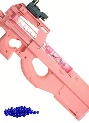Гель бластер - дитяча зброя з м'якими кулями, автомат стріляючий орбізами (на гелевих кульках), рожевий