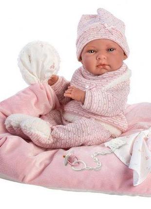 Испанская кукла ллоренс новорождённый виниловый пупс анатомичная девочка 42 см в розовой одежде с соской и5 фото
