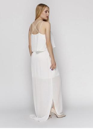 Сукня сарафан плаття довге з розрізом знизу біла pimkie