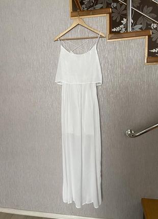 Платье сарафан платье длинное с разрезом снизу белое pimkie4 фото