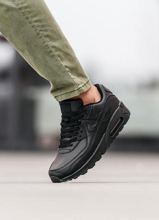 Чоловічі шкіряні кросівки  nike air max 90 terrascape. колір чорний