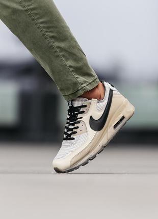 Чоловічі шкіряні кросівки  nike air max 2015 online putlocker terrascape. колір бежевий з чорним.
