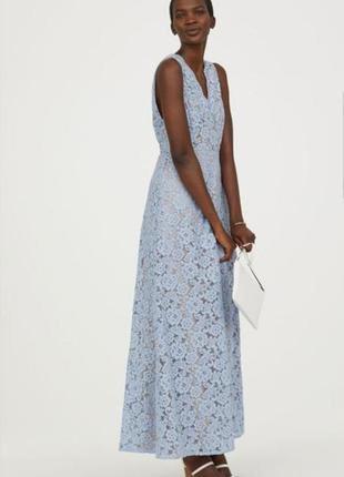 Длинное свадебное, вечернее, выпускное кружевное платье на запах h&m.