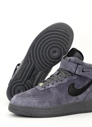 Зимові чоловічі кросівки nike air force 1 high grey (хутро) 41-42-43-44-45