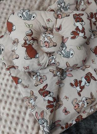 Набір манюня в ліжечко пледик подушечка для новонароджених3 фото