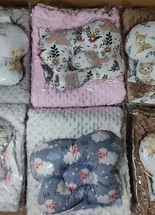 Набір манюня в ліжечко пледик подушечка для новонароджених4 фото
