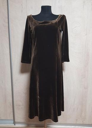 Эксклюзивное брендовое бархатное шоколадное платье-миди бархат3 фото