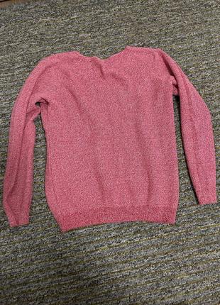 Яскравий рожевий светр з v вирізом оверсайз плотний s m8 фото