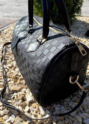 Спорт сумка мини унисекс черная в клетку, женская дорожная сумка в стиле louis vuitton мужская спорт сумка в стиле луи виттон эхо виттон6 фото