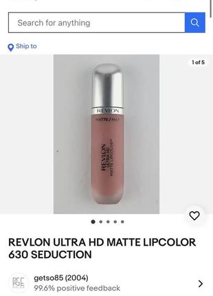 Revlon ultra hd matte lipcolor 630 seduction матовая жидкая стойкая увлажняющая губная помада 💄 оттенок искушение8 фото