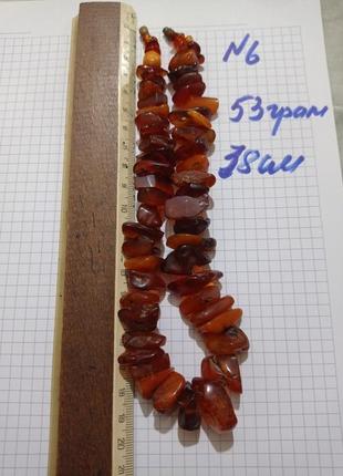 Янтарь бусы6  из крупных камешков янтаря ссср прибалтика 60гг