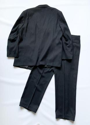 Вінтажний чоловічий костюм трійка в полоску жакет піджак сорочка штани брюки2 фото
