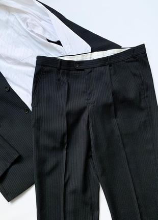 Вінтажний чоловічий костюм трійка в полоску жакет піджак сорочка штани брюки3 фото