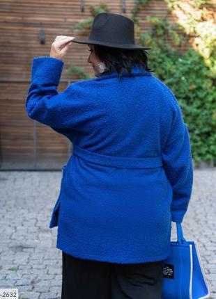 Кардиган женский меховый осенний теплый модный на пуговицах с поясом больших размеров батал 50-64 арт 15235 фото