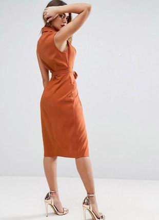Розпродаж! сукня asos міді з вирізом сердечком, шалевим коміром та поясом5 фото