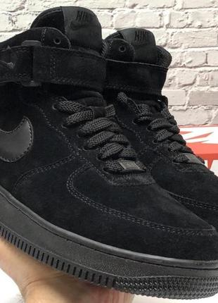 Зимние мужские кроссовки nike air force 1 high black (мех) 40-41-42-43-44-45