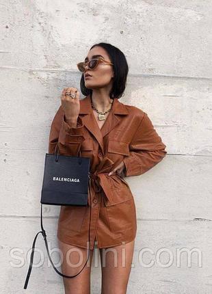 Трендовая рубашка на осень, кожаная рубашка, женская куртка-рубашка10 фото