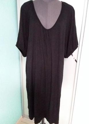 Черное трикотажное легкое платье/туника большого 20 размера