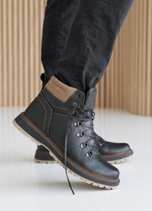 Чоловічі черевики шкіряні зимові чорні rivest с, розмір: 45