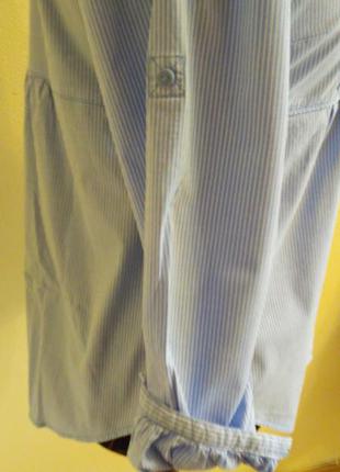 Коттоновая блуза в полосочку сизо-голубого цвета3 фото