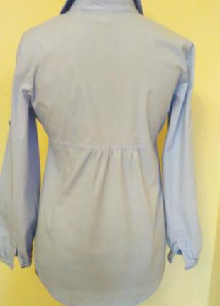 Коттоновая блуза в полосочку сизо-голубого цвета4 фото