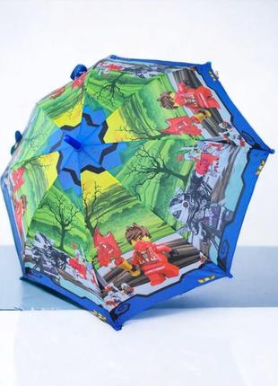 Зонт для мальчика полуавтомат с ярким принтом лего ниндзяго, зонтик для ребенка