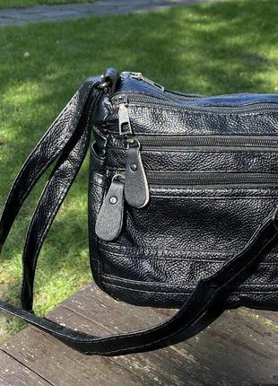Женская сумка через плечо 10186 кросс-боди на несколько отделов черная4 фото