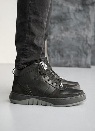 Чоловічі кросівки шкіряні зимові чорні splinter б 0123, розмір: 422 фото