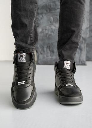Чоловічі кросівки шкіряні зимові чорні splinter б 0123, розмір: 423 фото