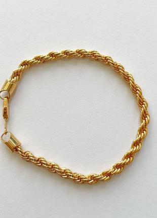 Браслет позолота xuping плетіння мотузка золотистий 21 см b15008