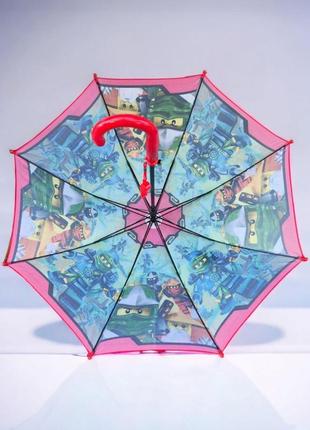 Яркий зонтик для мальчика полуавтомат с принтом лего ниндзяго, зонтик для ребенка3 фото