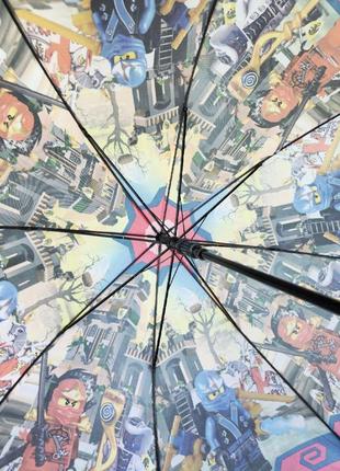 Яркий зонтик для мальчика полуавтомат с принтом лего ниндзяго, зонтик для ребенка9 фото
