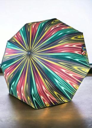 Цветной женский полуавтоматический зонт universal с прочными спицами, чехлом в комплекте и системой антиветер