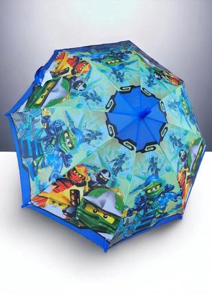Детский зонт для мальчика полуавтомат с ярким принтом лего ниндзяго, зонтик для ребенка