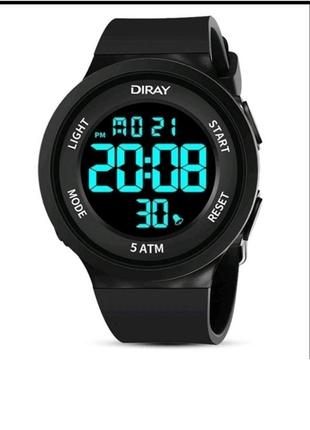Diray. цифровые светодиодные спортивные часы. новые. в упаковке.