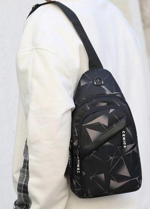 Мужская нагрудная сумка-слинг grey7 фото