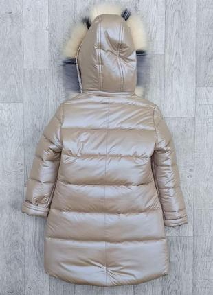 Детская зимняя куртка пальто «жемчужина» для девочки 5-12 лет, модная удлиненная курточка пуховик на зиму зима4 фото
