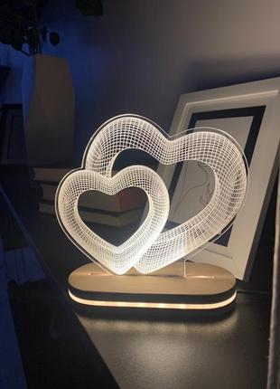 Ночник светильник для влюбленных с теплым светом ночник на подарок для в форме сердца вход usb7 фото