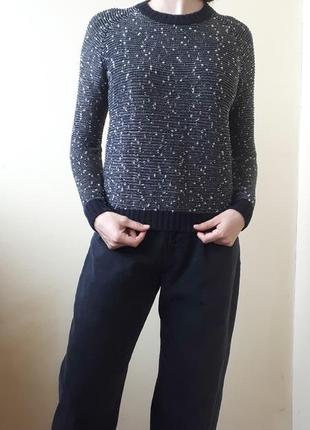 Черный свитер с металлизированной нитью сияющий свитер золотистый серебристый кофта с люрексом6 фото