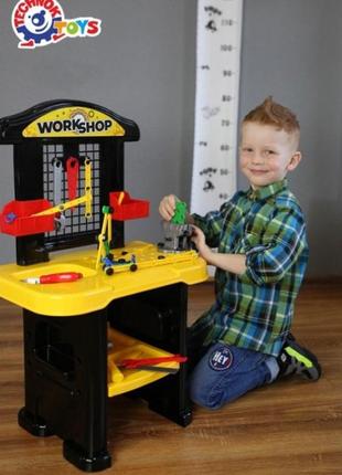 Іграшкова «майстерня», пластикова. 9 інструментів, 61 предмет. технок 5064, пластикова. жовтий