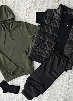 Мужской спортивный костюм nike 5 в 1 худи + штаны + футболка + жилетка + носки