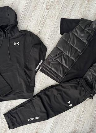 Мужской спортивный костюм under armor 5 в 1 худи + штаны + футболка + жилетка + носки1 фото