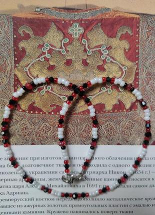 Тренд чокер, кольє, намисто, підвіска, буси, коралі намистини/кристали swarovski, чеський бісер, під вішиванку, в етно стилі, етника