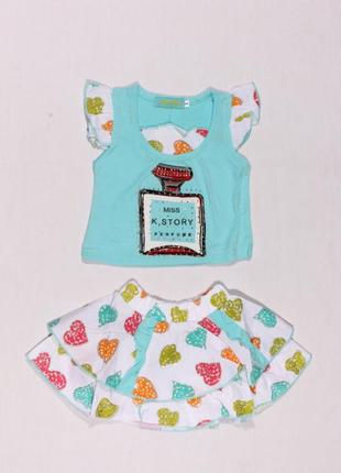 Костюм літній футболка + спідниця 74-98 зріст