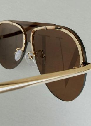 Valentino окуляри маска жіночі сонцезахисні коричневі з логотипом на лінзах5 фото