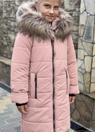 Зимняя удлиненная куртка для девочек4 фото