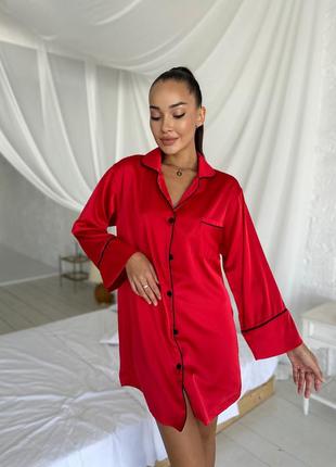 Christel 143 красная рубашка ночная рубашка домашняя шелковая домашняя одежда