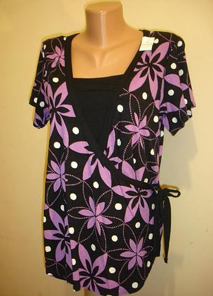 Яскрава бавовняна блуза на запах wardrobe 50 р