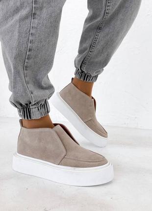 Лоферы натуральная замша